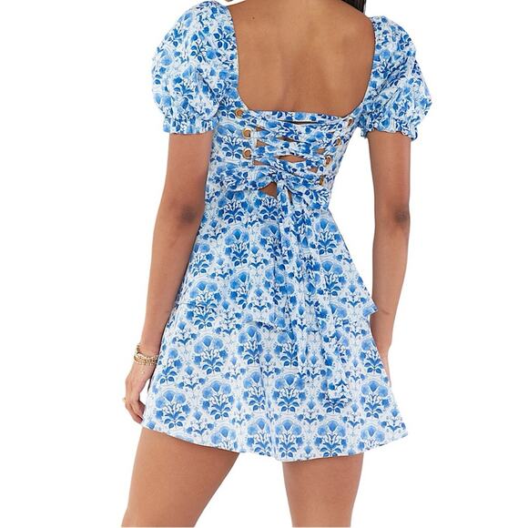 NWT Show Me Your MuMu Margaux Tiered Mini Dress in Teagan Floral Size Large - Picture 3 of 9